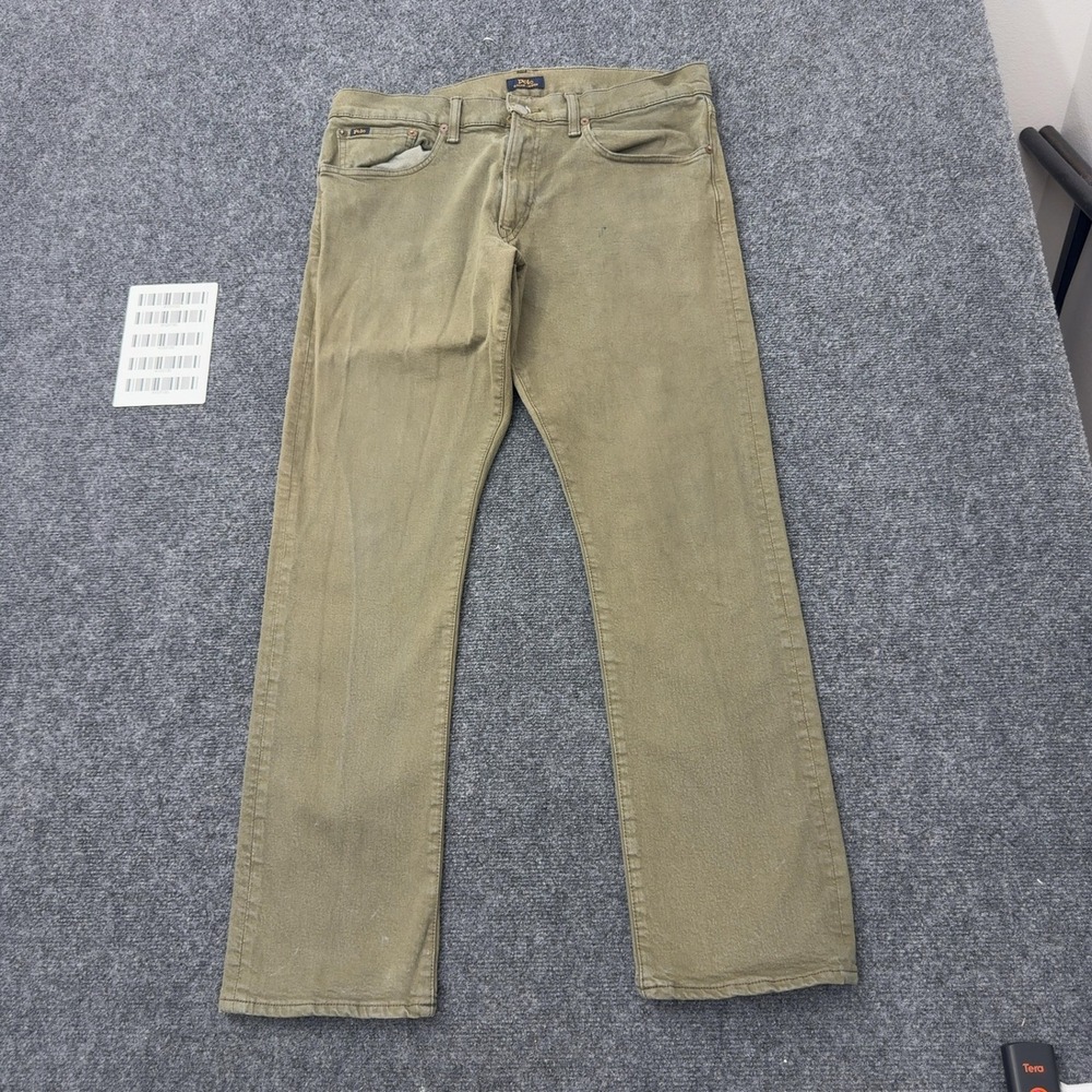Polo Ralph Lauren Jeans Mens 34x30 Olive Cotton Varick Slim Straight Casual